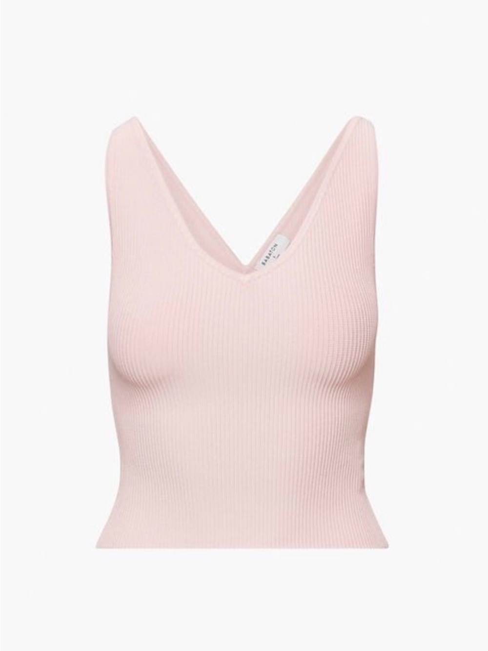 Aritzia Babaton Sculpt Knit Ribbed Pink Ribbed Double V V-Neck Tank Top Medium